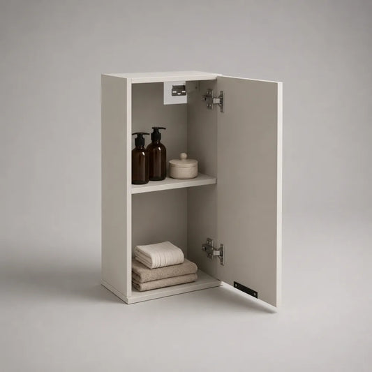 Armoire de toilette murale 50x20x70 cm MDF blanc avec porte battante et étagères