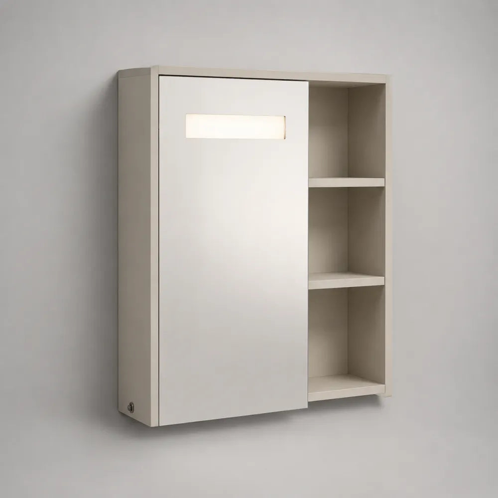 Armoire de toilette 80 x 20 x 70 cm MDF blanc avec miroir et étagères