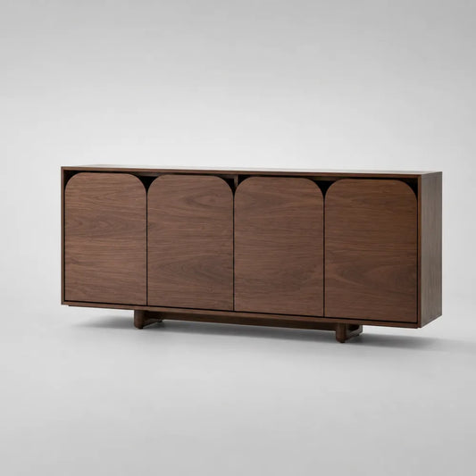 Buffet bas 4 portes en MDF effet noyer marron rectangulaire 180 x 40 x 75 cm