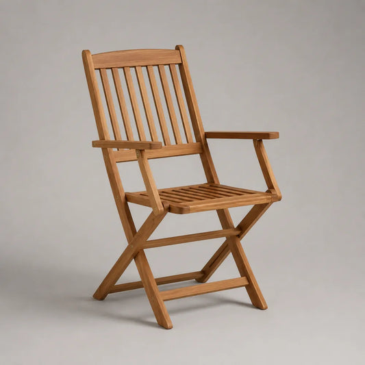 Chaise de jardin pliante 55 x 60 x 90 cm en bois d'acacia massif marron avec accoudoirs